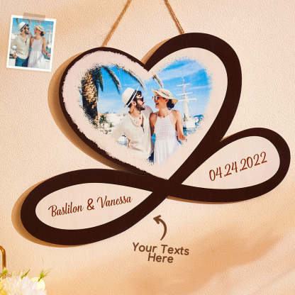 Custom Photo Engraved Pendant Infinity Heart Wooden Gifts-Blongser