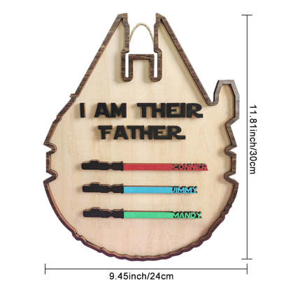 Personalized Light Saber Plaque I Am Their Father Wooden Sign Father's Day Gift-Blongser