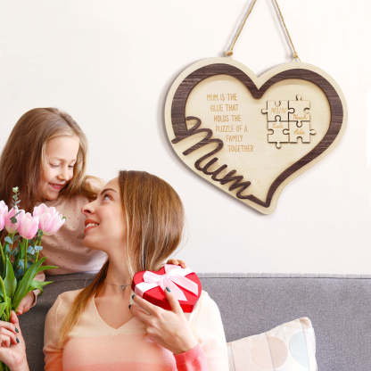 Personalised Wooden Heart Puzzle Sign Mother's Day Gift for Mum-Blongser