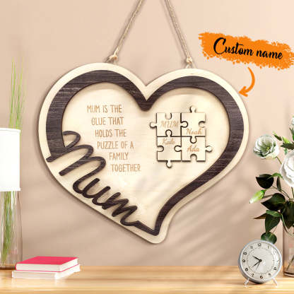 Personalised Wooden Heart Puzzle Sign Mother's Day Gift for Mum-Blongser