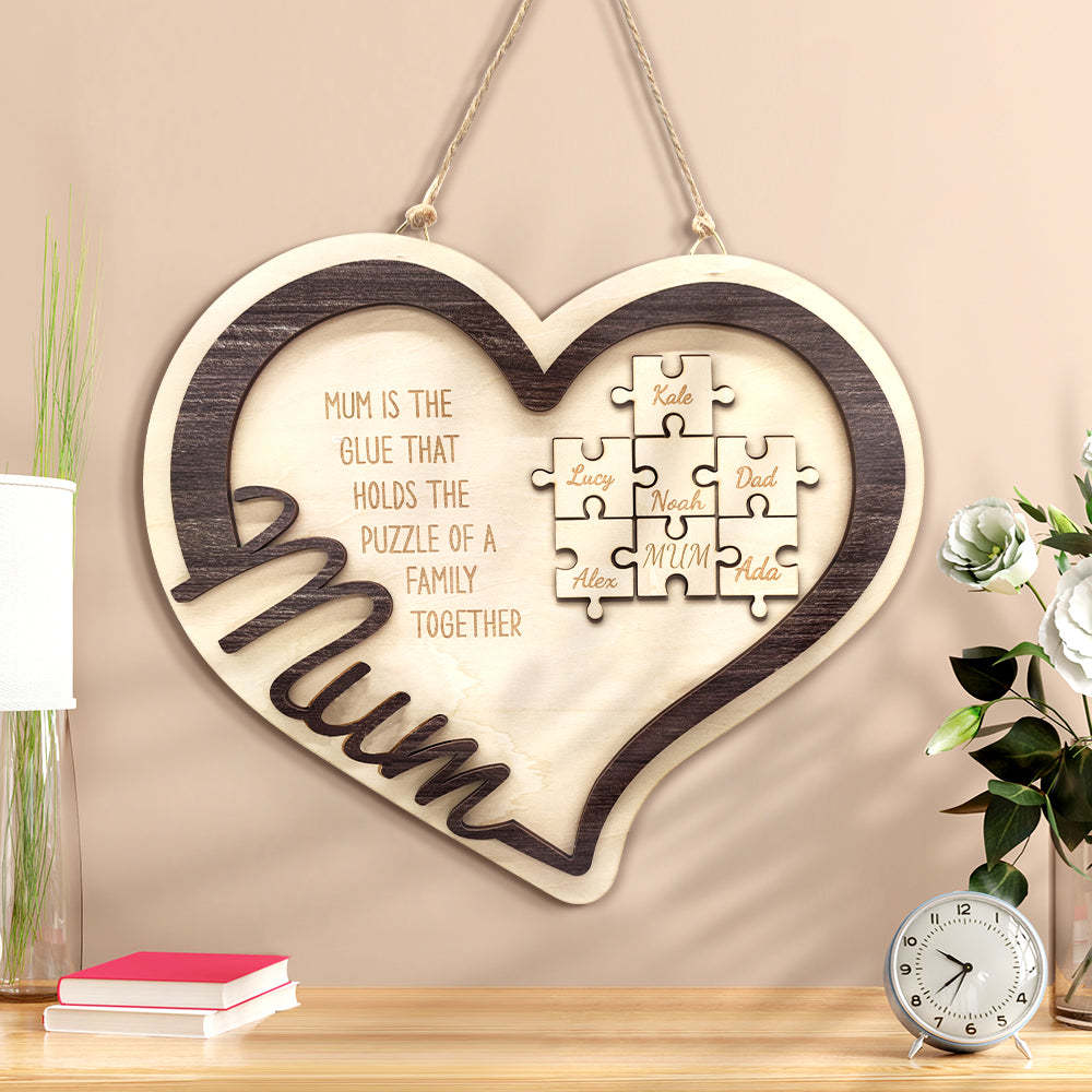 Personalised Wooden Heart Puzzle Sign Mother's Day Gift for Mum-Blongser