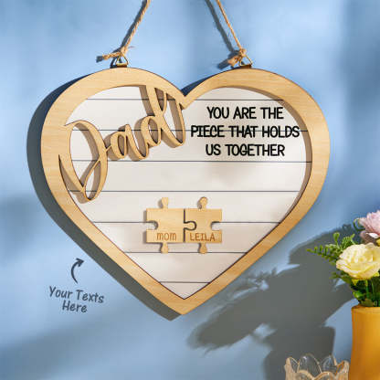 Custom Engraved Ornament Heart Shape Puzzle Pieces Gifts for Dad-Blongser