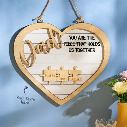 Custom Engraved Ornament Heart Shape Puzzle Pieces Gifts for Dad-Blongser