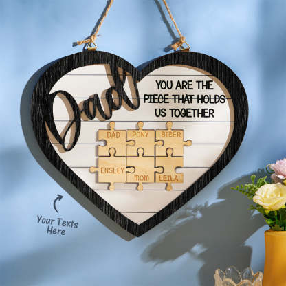 Custom Engraved Ornament Heart Shape Puzzle Pieces Gifts for Dad-Blongser