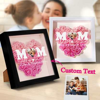 Custom Photo Flower Shadow Box Personalized Heart Gradient Pink Flower Shadowbox Frame Gift for Mom-Blongser