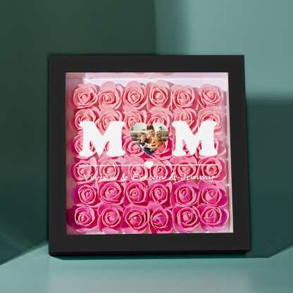 Custom Photo Flower Shadow Box Personalized Heart Gradient Pink Flower Shadowbox Frame Gift for Mom-Blongser