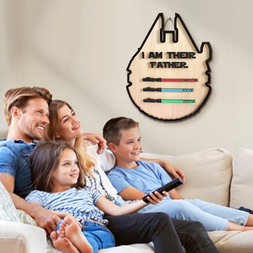 Personalized Light Saber Plaque I Am Their Father Wooden Sign Father's Day Gift-Blongser