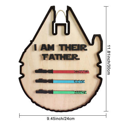 Personalized Light Saber Plaque I Am Their Father Wooden Sign Father's Day Gift-Blongser