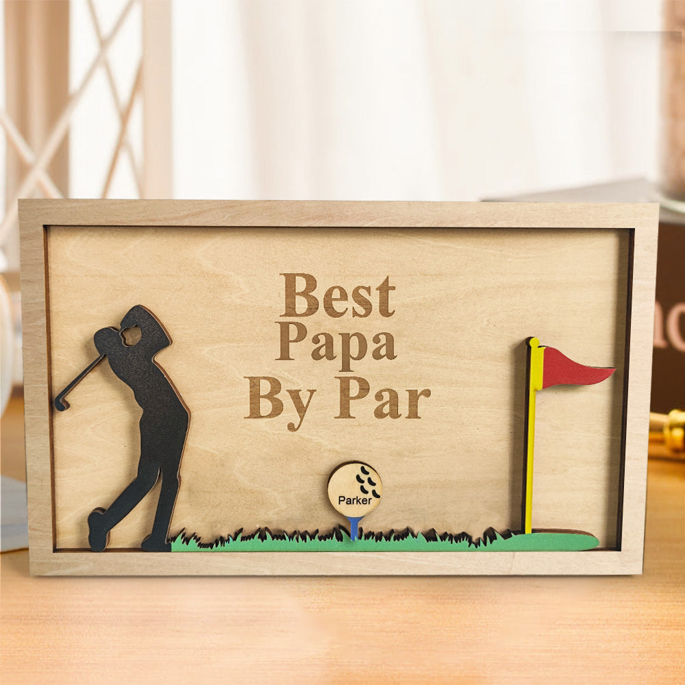 Personalized Father's Day Wooden Golf Sign Engraved Name Plaque Gift for Dad Grandpa-Blongser