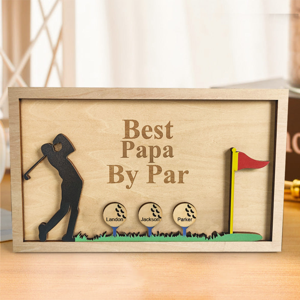 Personalized Father's Day Wooden Golf Sign Engraved Name Plaque Gift for Dad Grandpa-Blongser