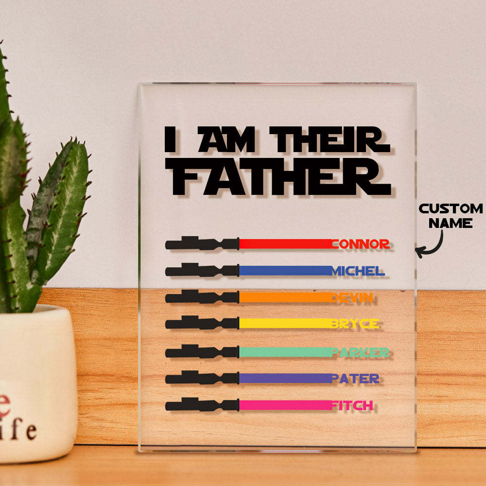 Personalized I Am Their Father Acrylic Plaque Light Saber Plaque Father's Day Gifts-Blongser