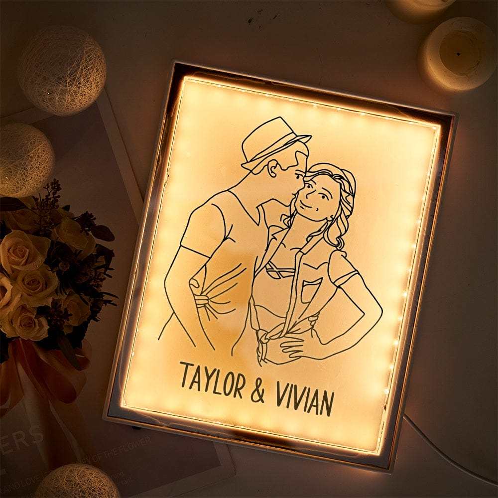 Custom Portrait Night Light Photo Night Light Mirror Light Anniversary Gifts for Her-Blongser