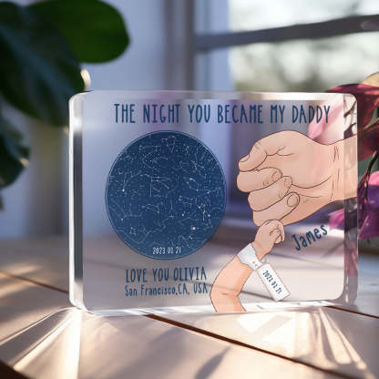 Custom Star Map Night Light Personalized Name The Night You Became My Daddy For Fayher¡®s Day Gifts-Blongser
