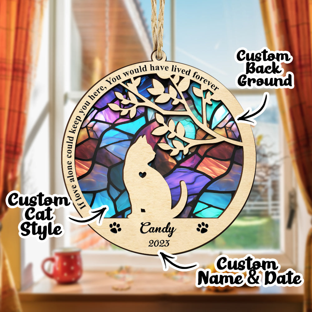 Custom Cat Memorial Suncatcher Pet Memorial Ornament Loss of Pet Sympathy Gift-Blongser