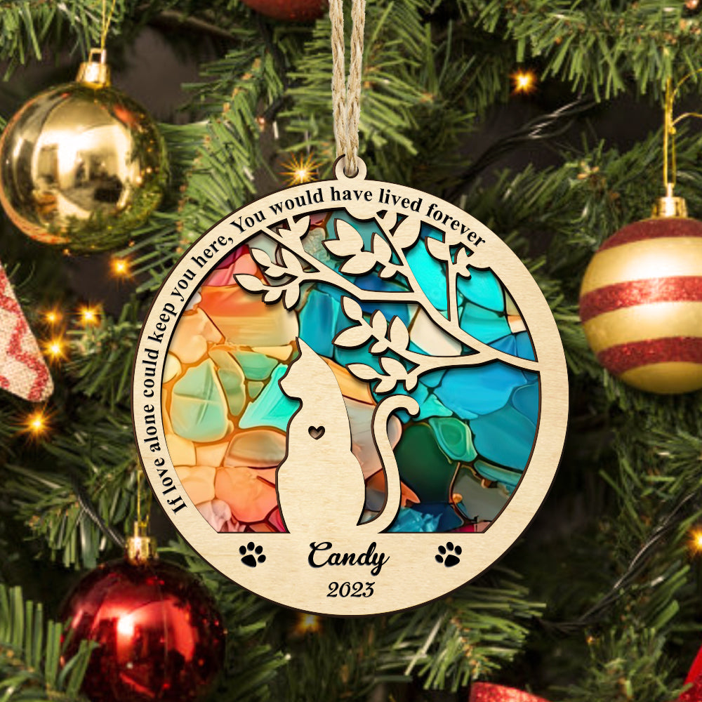 Custom Cat Memorial Suncatcher Pet Memorial Ornament Loss of Pet Sympathy Gift-Blongser