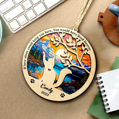 Custom Cat Memorial Suncatcher Pet Memorial Ornament Loss of Pet Sympathy Gift-Blongser