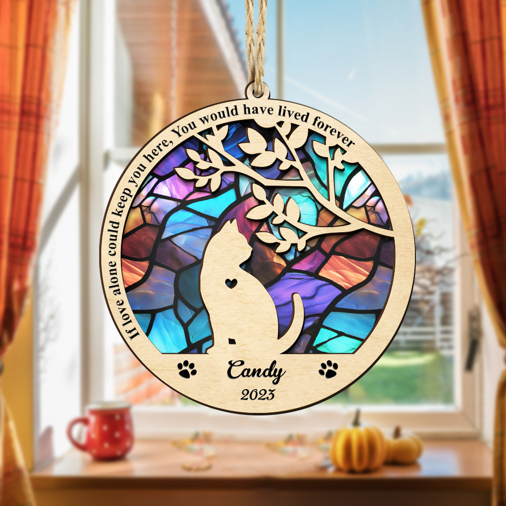Custom Cat Memorial Suncatcher Pet Memorial Ornament Loss of Pet Sympathy Gift-Blongser