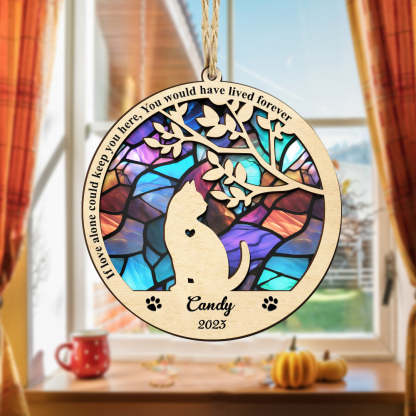 Custom Cat Memorial Suncatcher Pet Memorial Ornament Loss of Pet Sympathy Gift-Blongser