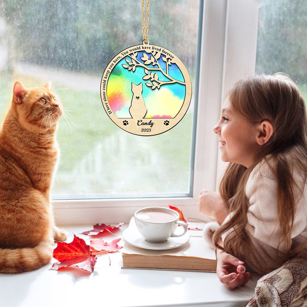 Custom Cat Memorial Suncatcher Pet Memorial Ornament Loss of Pet Sympathy Gift-Blongser