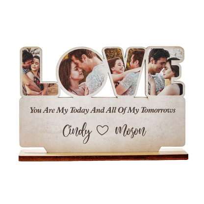 Custom Love Wooden Plaque Personalized Photo Love Sign Home Decoration Gifts for Couples-Blongser