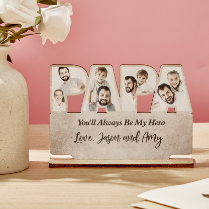 Personalized Papa Wooden Plaque Custom Photo Father's Day Plaque Gift for Papa-Blongser