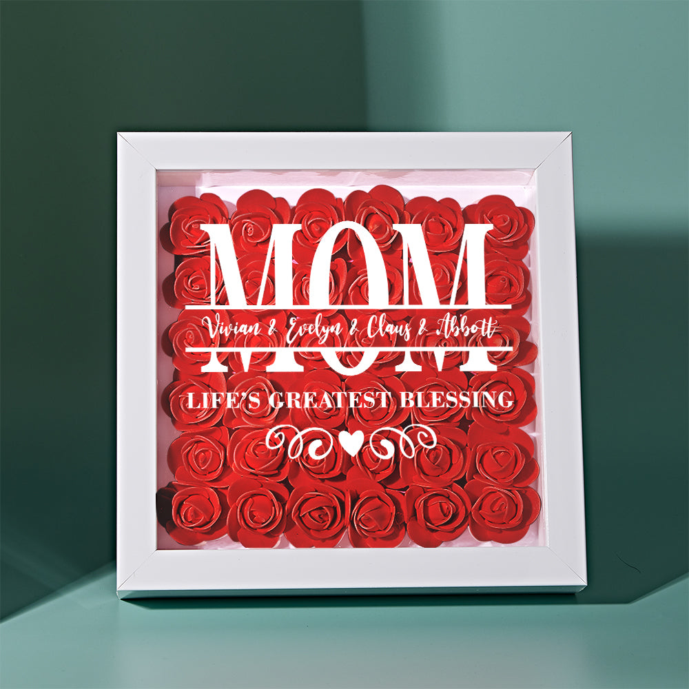 Custom Flower Shadow Box Personalized Name Flower Shadowbox Frame Mother's Day Gift-Blongser