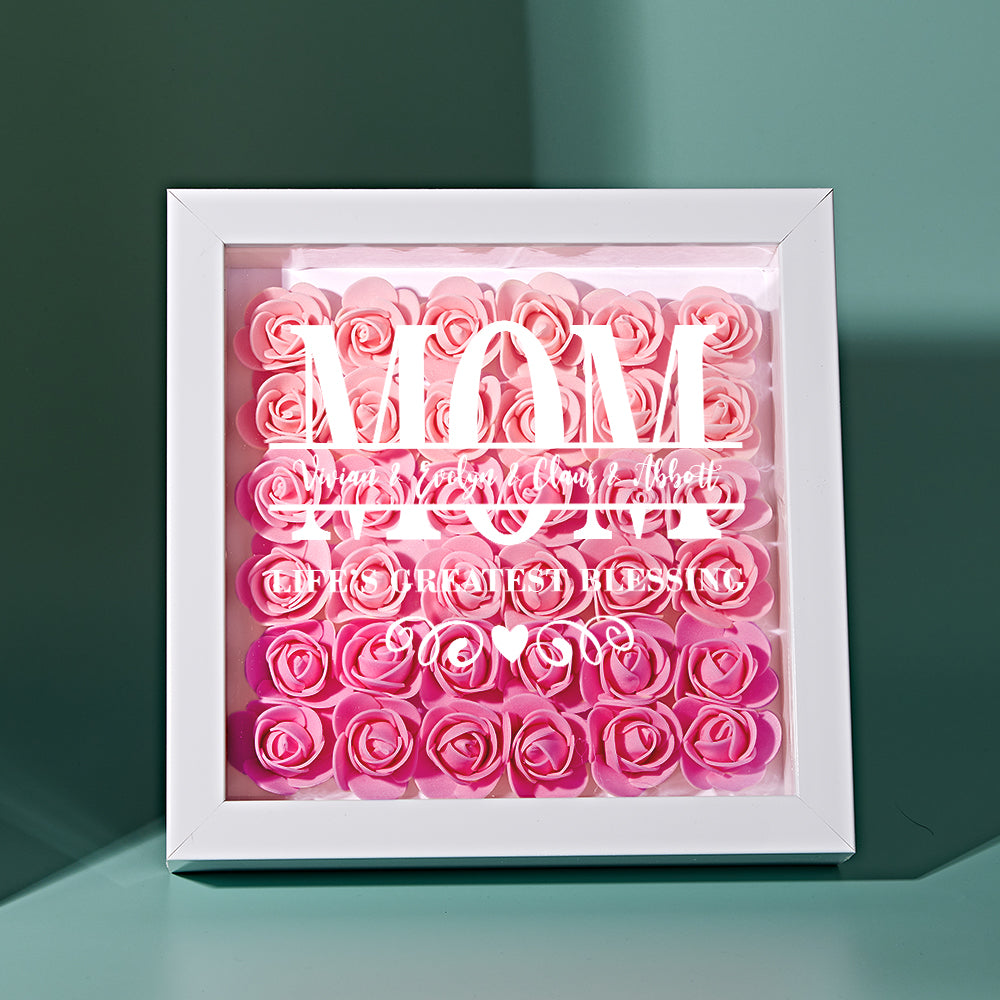 Custom Flower Shadow Box Personalized Name Flower Shadowbox Frame Mother's Day Gift-Blongser