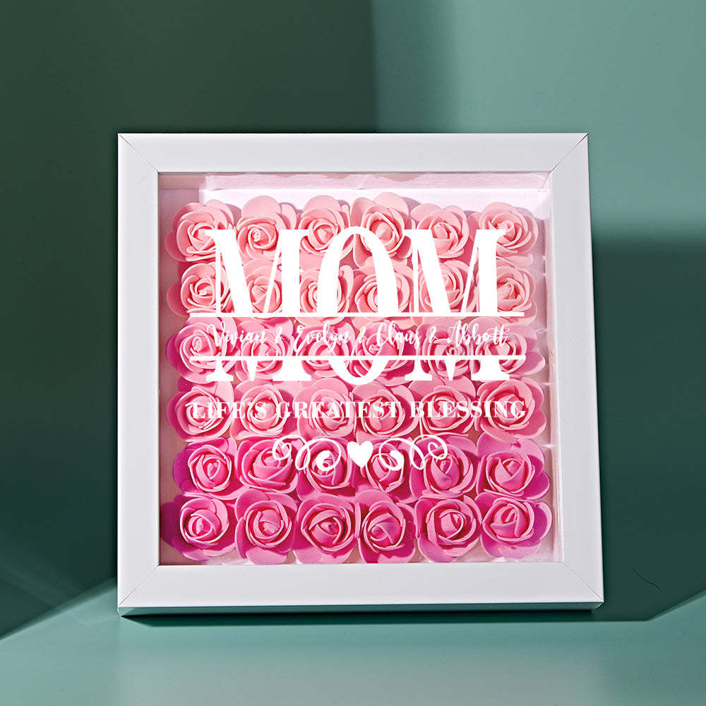 Custom Flower Shadow Box Personalized Name Flower Shadowbox Frame Mother's Day Gift-Blongser