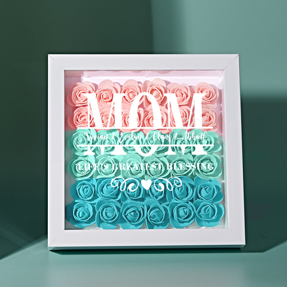 Custom Flower Shadow Box Personalized Name Flower Shadowbox Frame Mother's Day Gift-Blongser