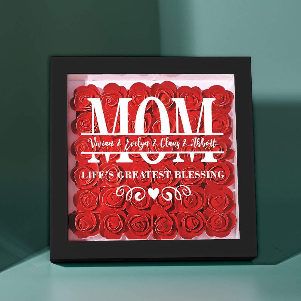Custom Flower Shadow Box Personalized Name Flower Shadowbox Frame Mother's Day Gift-Blongser