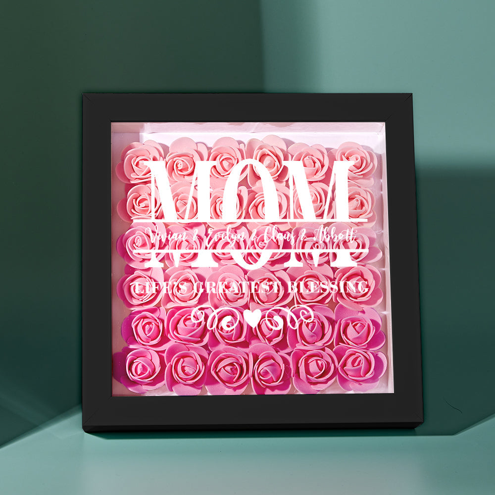 Custom Flower Shadow Box Personalized Name Flower Shadowbox Frame Mother's Day Gift-Blongser