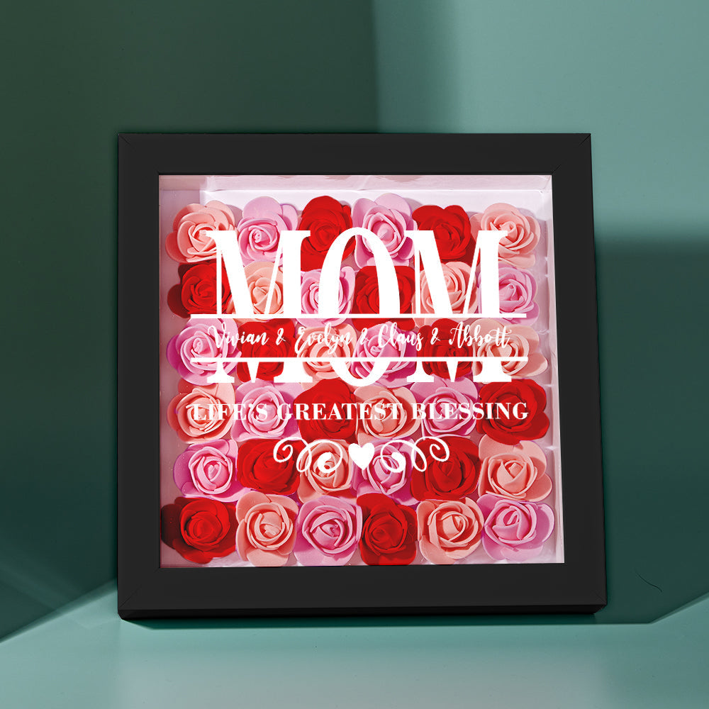 Custom Flower Shadow Box Personalized Name Flower Shadowbox Frame Mother's Day Gift-Blongser