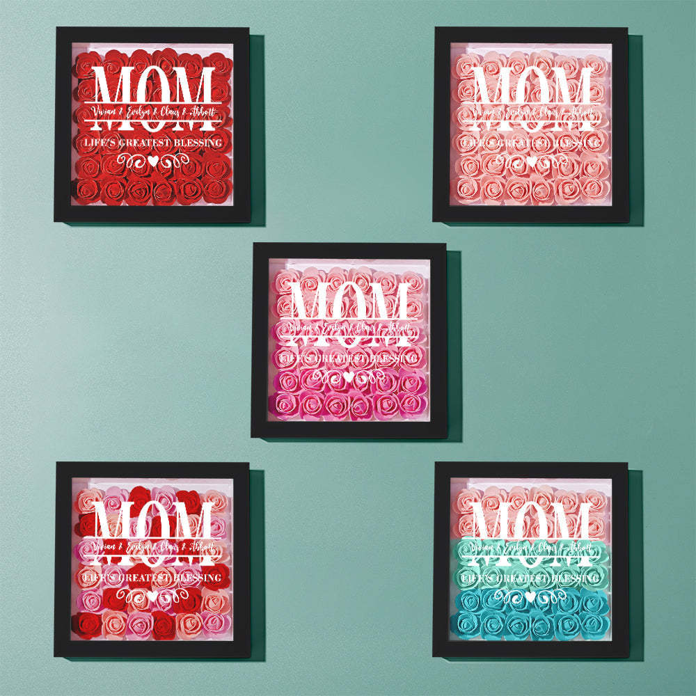 Custom Flower Shadow Box Personalized Name Flower Shadowbox Frame Mother's Day Gift-Blongser
