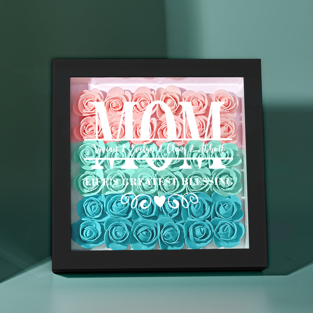 Custom Flower Shadow Box Personalized Name Flower Shadowbox Frame Mother's Day Gift-Blongser