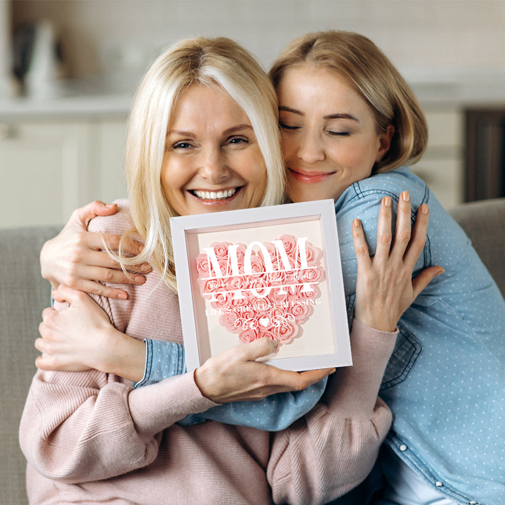 Custom Flower Shadow Box Personalized Name Flower Shadowbox Frame Mother's Day Gift-Blongser