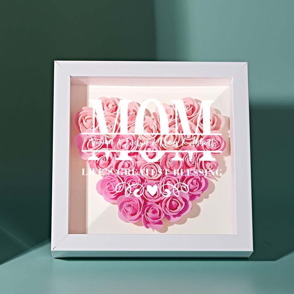 Custom Flower Shadow Box Personalized Name Flower Shadowbox Frame Mother's Day Gift-Blongser