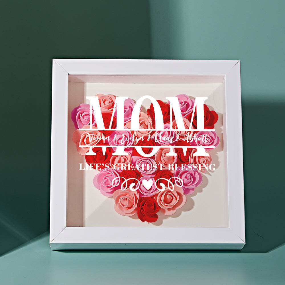 Custom Flower Shadow Box Personalized Name Flower Shadowbox Frame Mother's Day Gift-Blongser