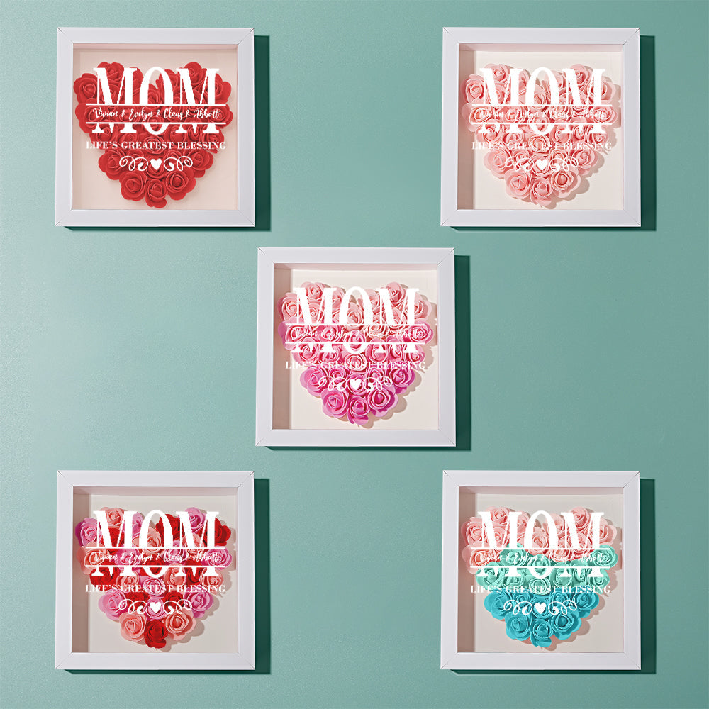 Custom Flower Shadow Box Personalized Name Flower Shadowbox Frame Mother's Day Gift-Blongser