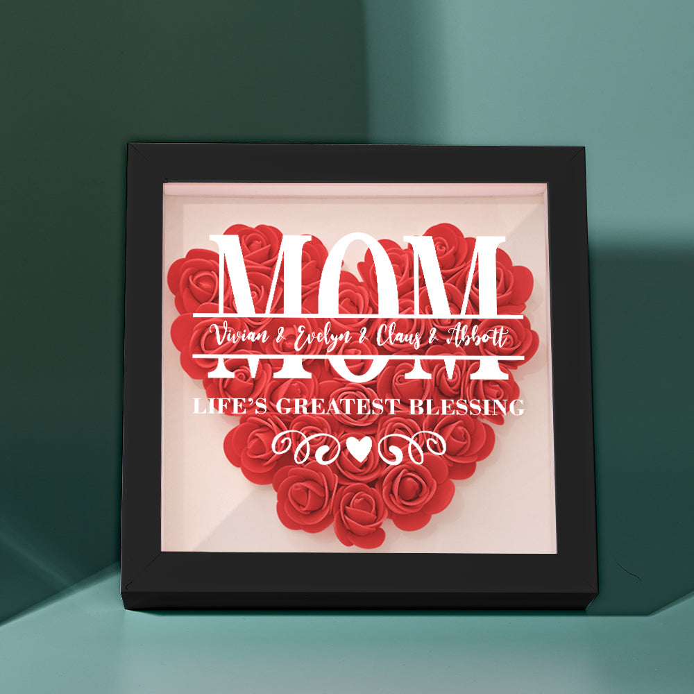 Custom Flower Shadow Box Personalized Name Flower Shadowbox Frame Mother's Day Gift-Blongser