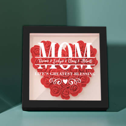 Custom Flower Shadow Box Personalized Name Flower Shadowbox Frame Mother's Day Gift-Blongser
