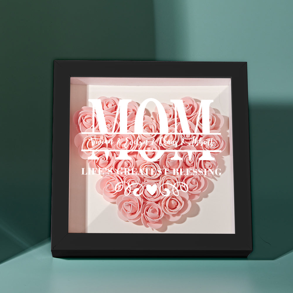 Custom Flower Shadow Box Personalized Name Flower Shadowbox Frame Mother's Day Gift-Blongser