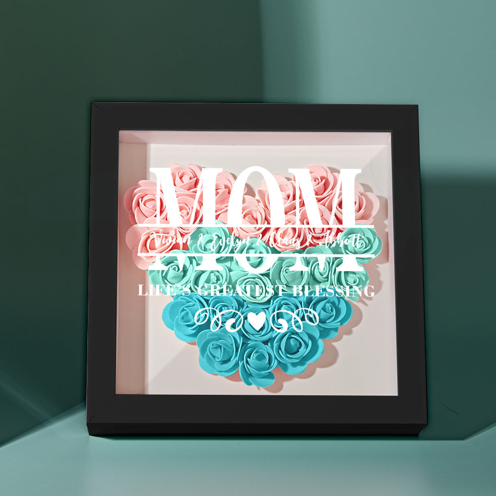 Custom Flower Shadow Box Personalized Name Flower Shadowbox Frame Mother's Day Gift-Blongser