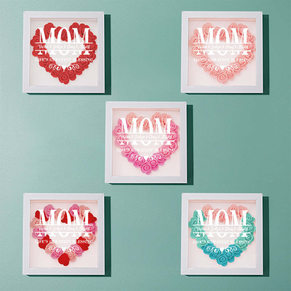 Custom Flower Shadow Box Personalized Name Flower Shadowbox Frame Mother's Day Gift-Blongser