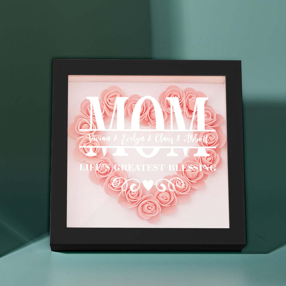 Custom Flower Shadow Box Personalized Name Flower Shadowbox Frame Mother's Day Gift-Blongser