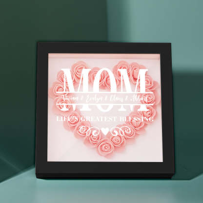 Custom Flower Shadow Box Personalized Name Flower Shadowbox Frame Mother's Day Gift-Blongser