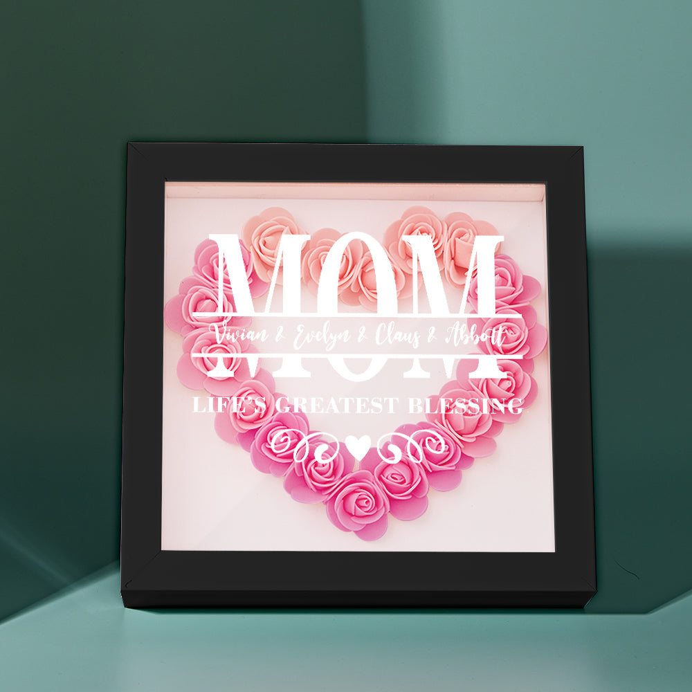 Custom Flower Shadow Box Personalized Name Flower Shadowbox Frame Mother's Day Gift-Blongser