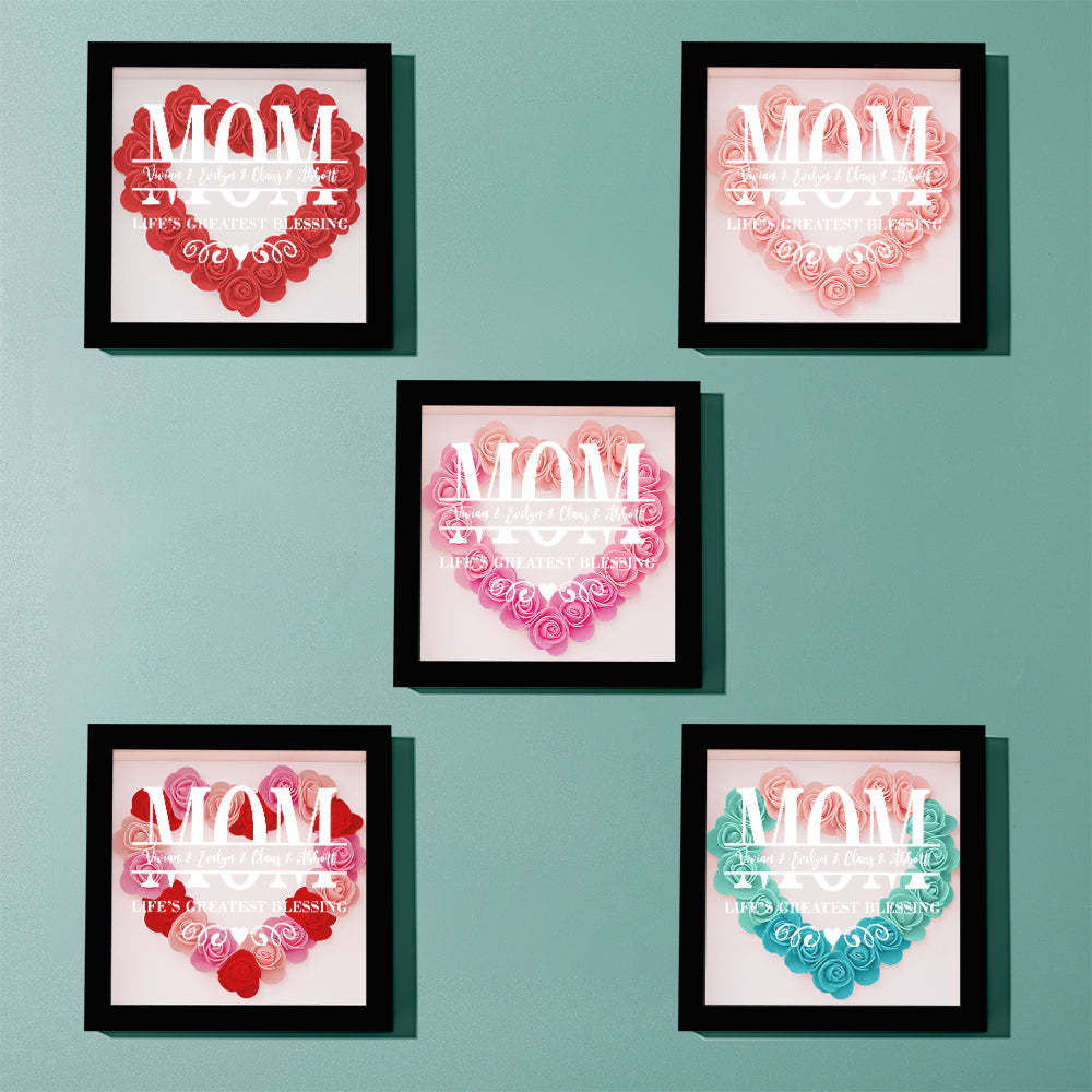 Custom Flower Shadow Box Personalized Name Flower Shadowbox Frame Mother's Day Gift-Blongser