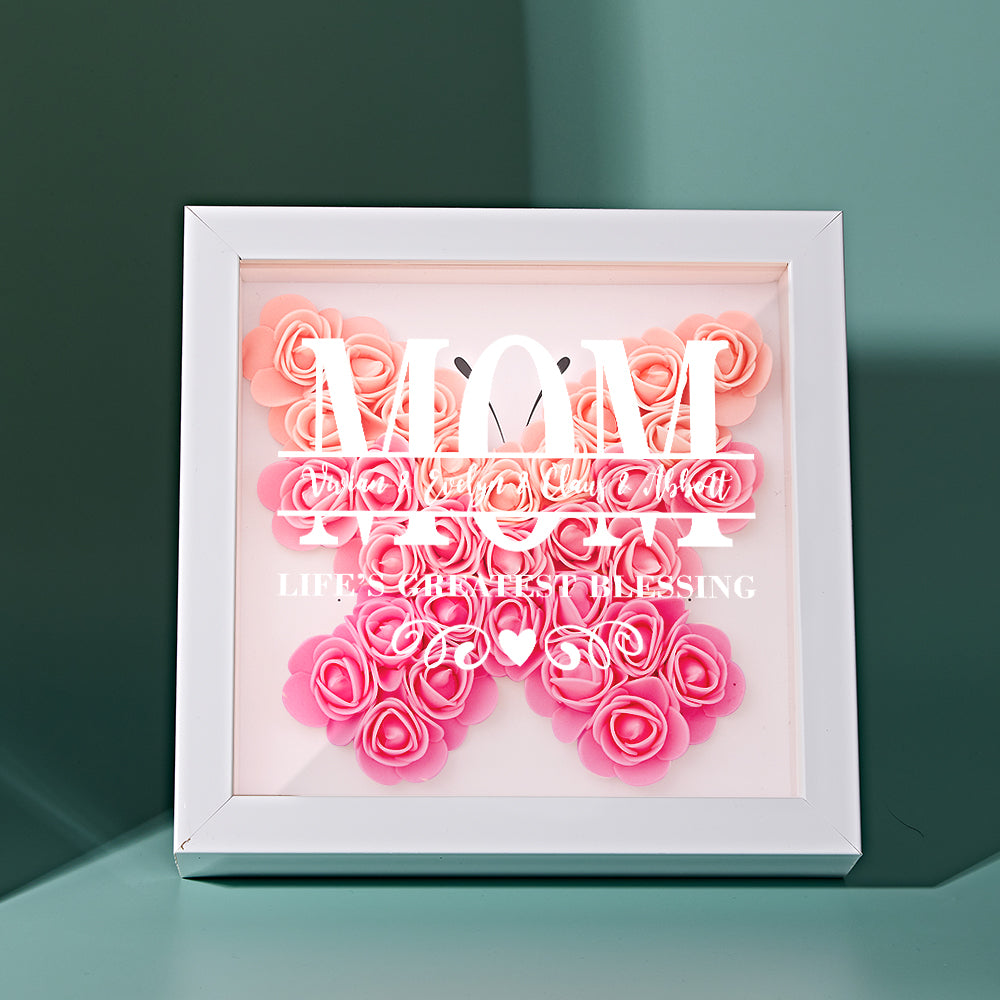Custom Flower Shadow Box Personalized Name Flower Shadowbox Frame Mother's Day Gift-Blongser