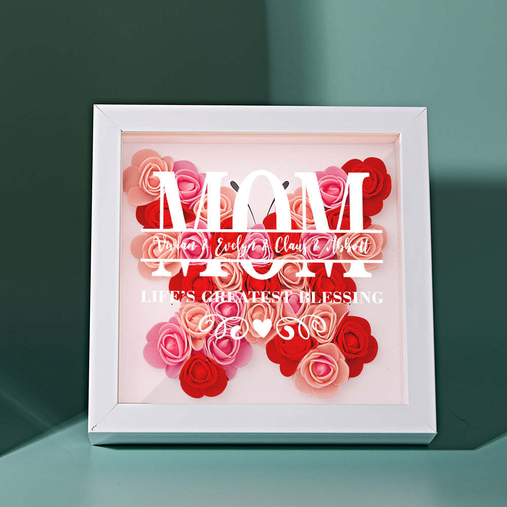 Custom Flower Shadow Box Personalized Name Flower Shadowbox Frame Mother's Day Gift-Blongser