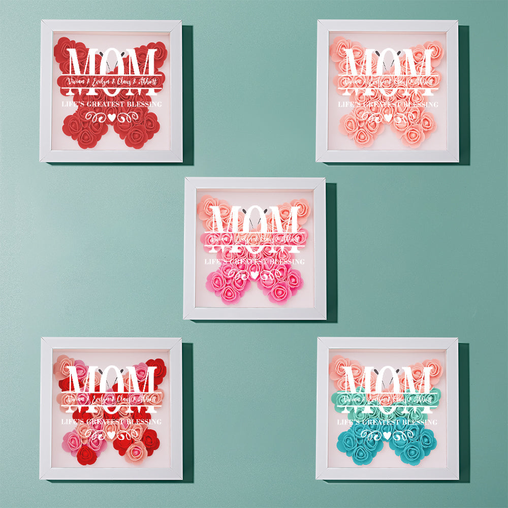 Custom Flower Shadow Box Personalized Name Flower Shadowbox Frame Mother's Day Gift-Blongser